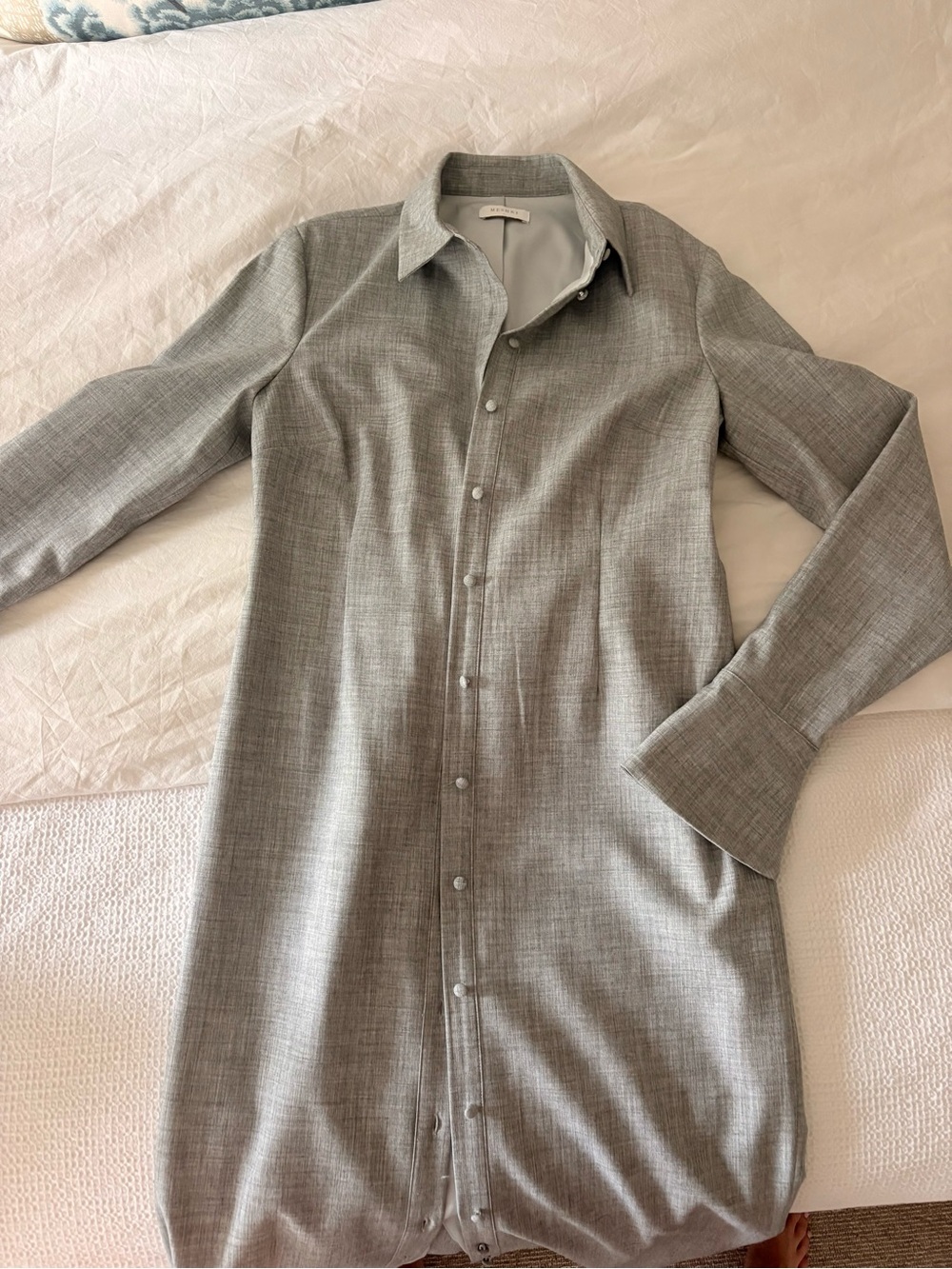 Meshki Light Grey Longline Button-Down dress
